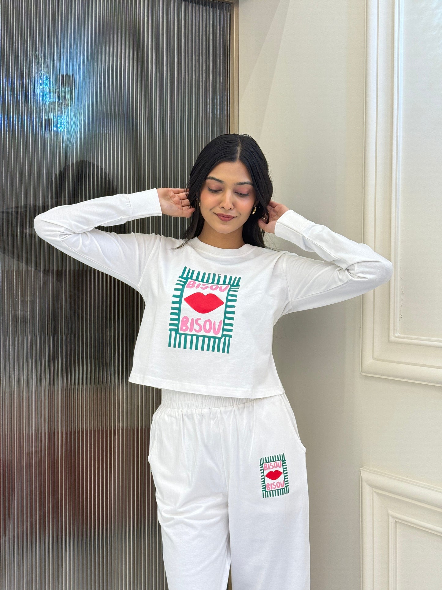 Bisou Full sleeves T-shirt - White