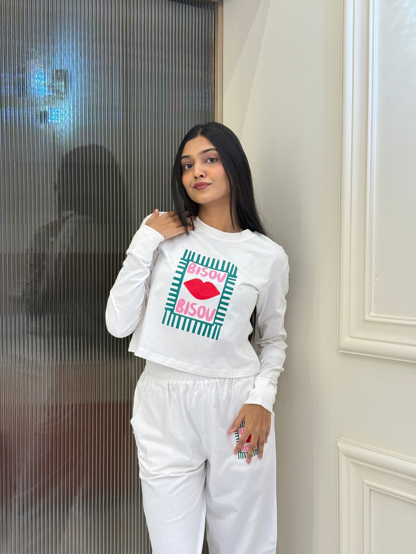 Bisou Full sleeves T-shirt - White