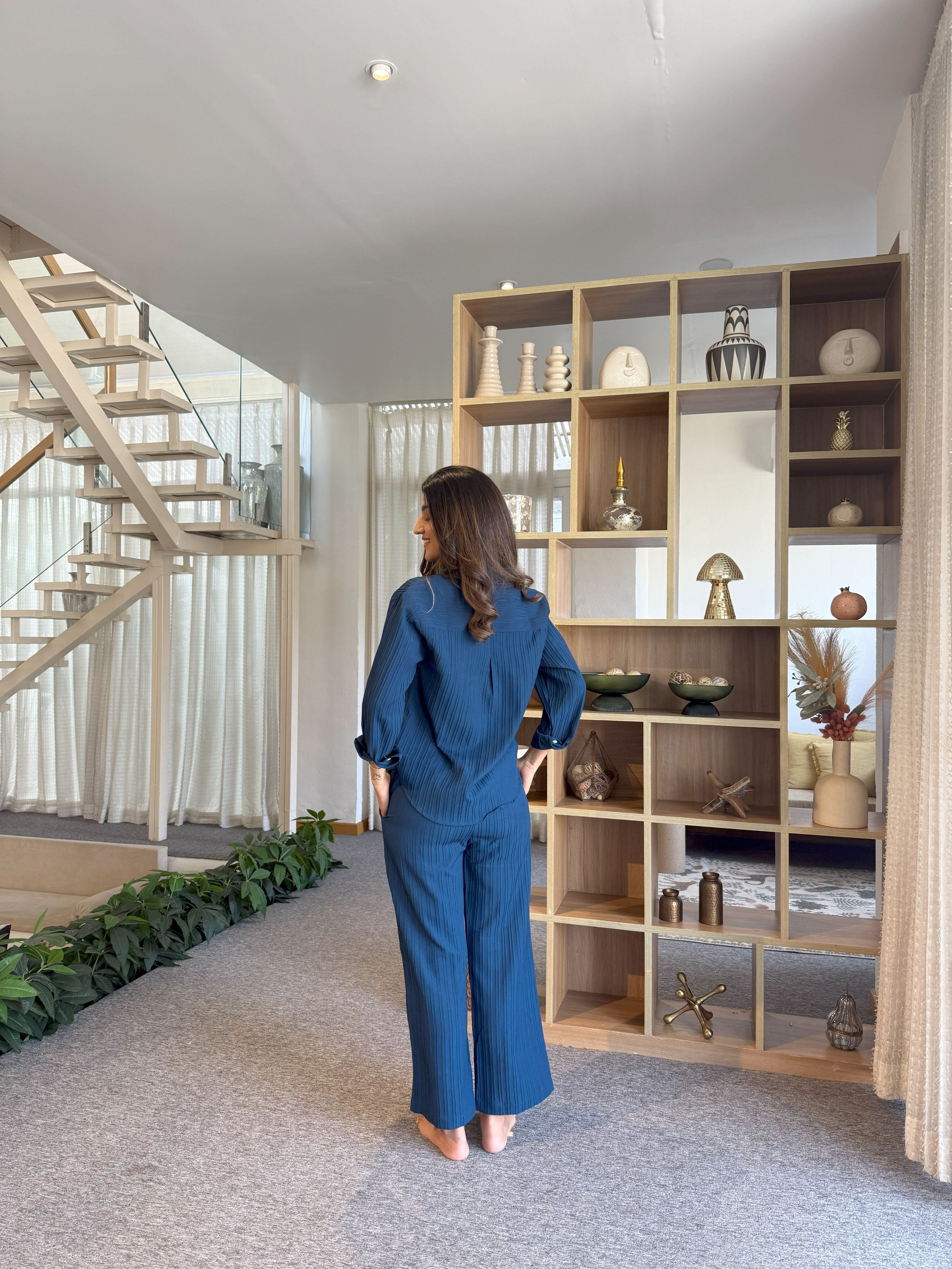 Royal Blue Knitted Shirt & Pants set