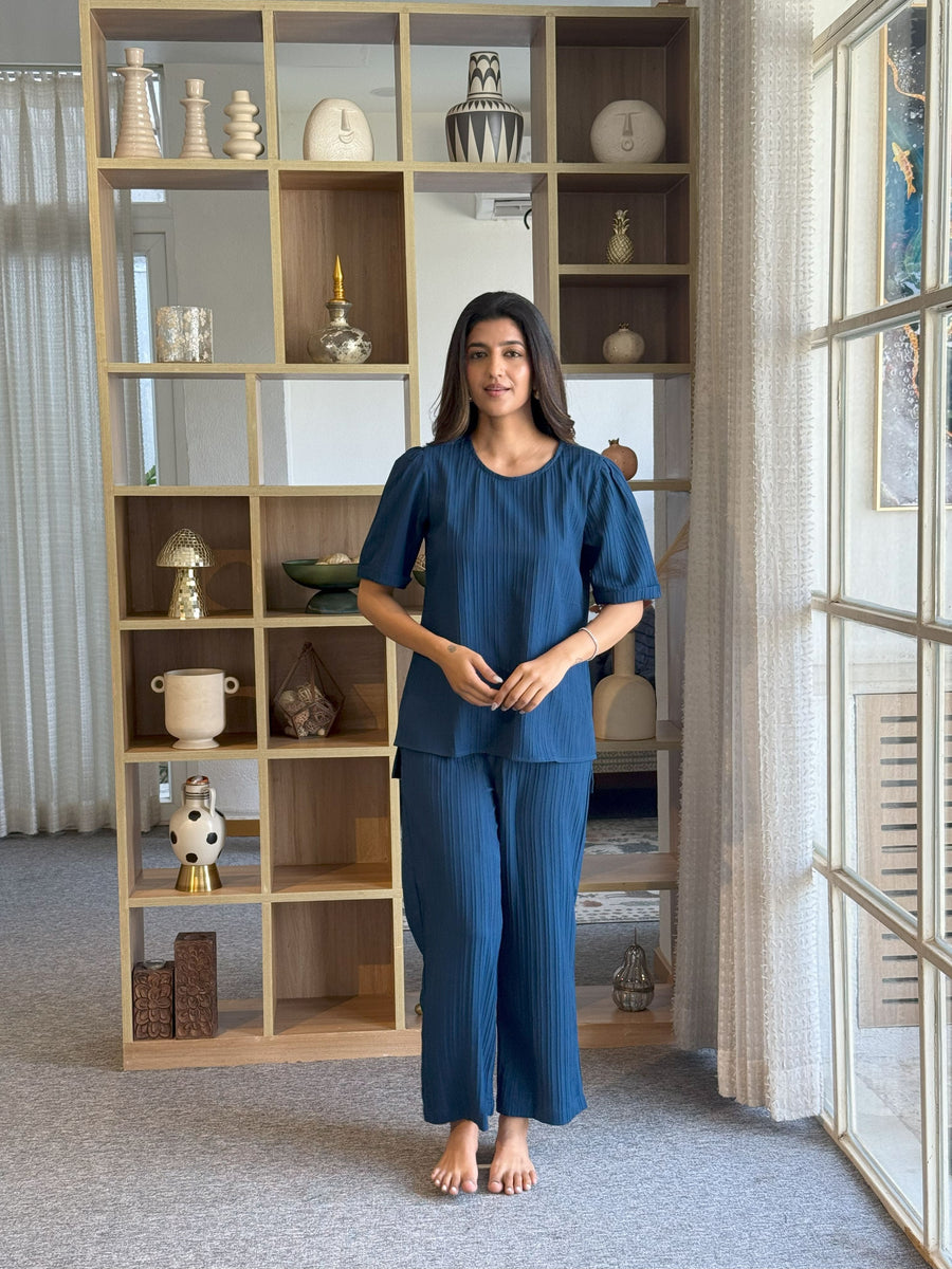 Royal Blue Knitted Tunic Set