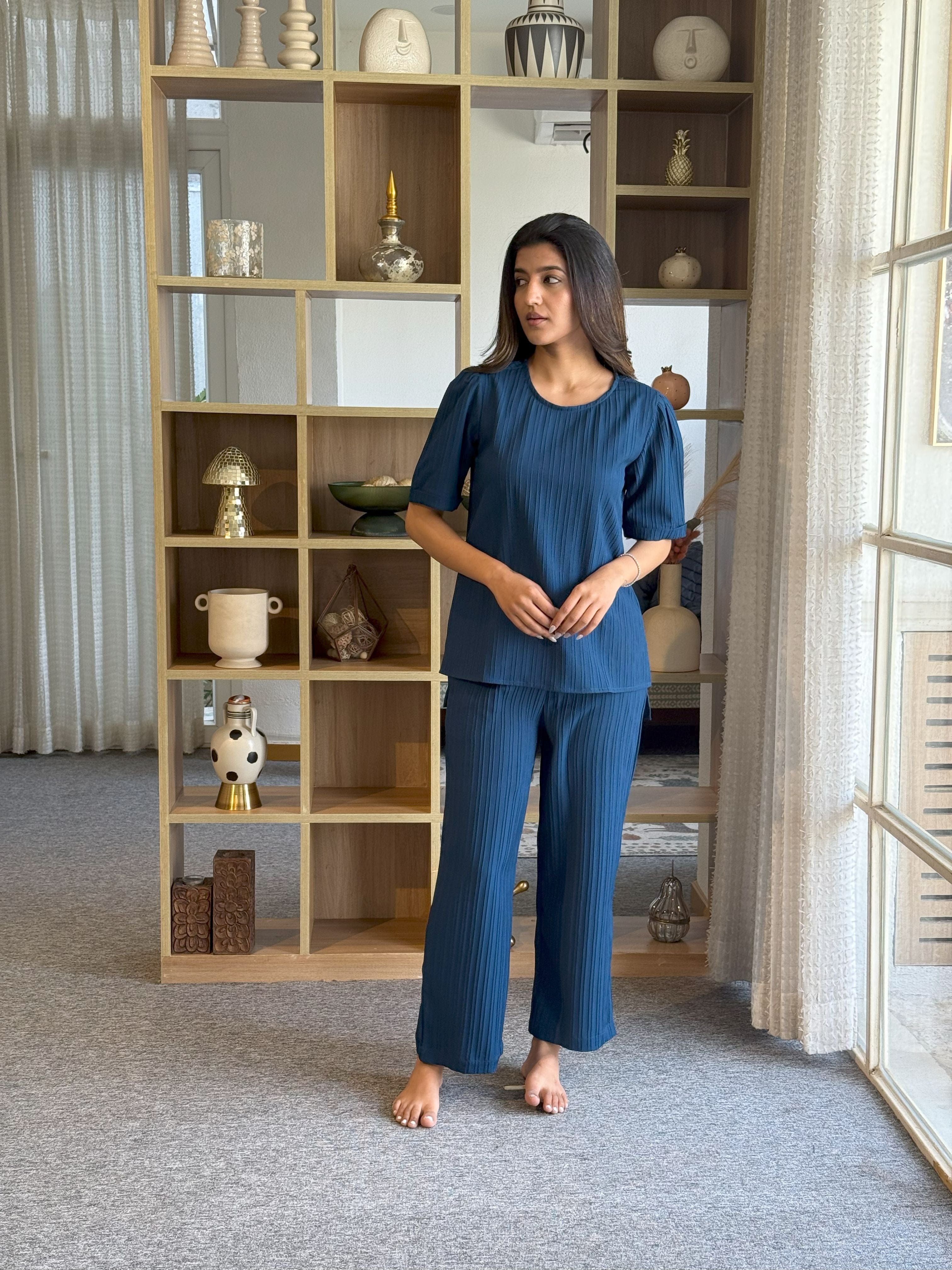 Royal Blue Knitted Tunic Set