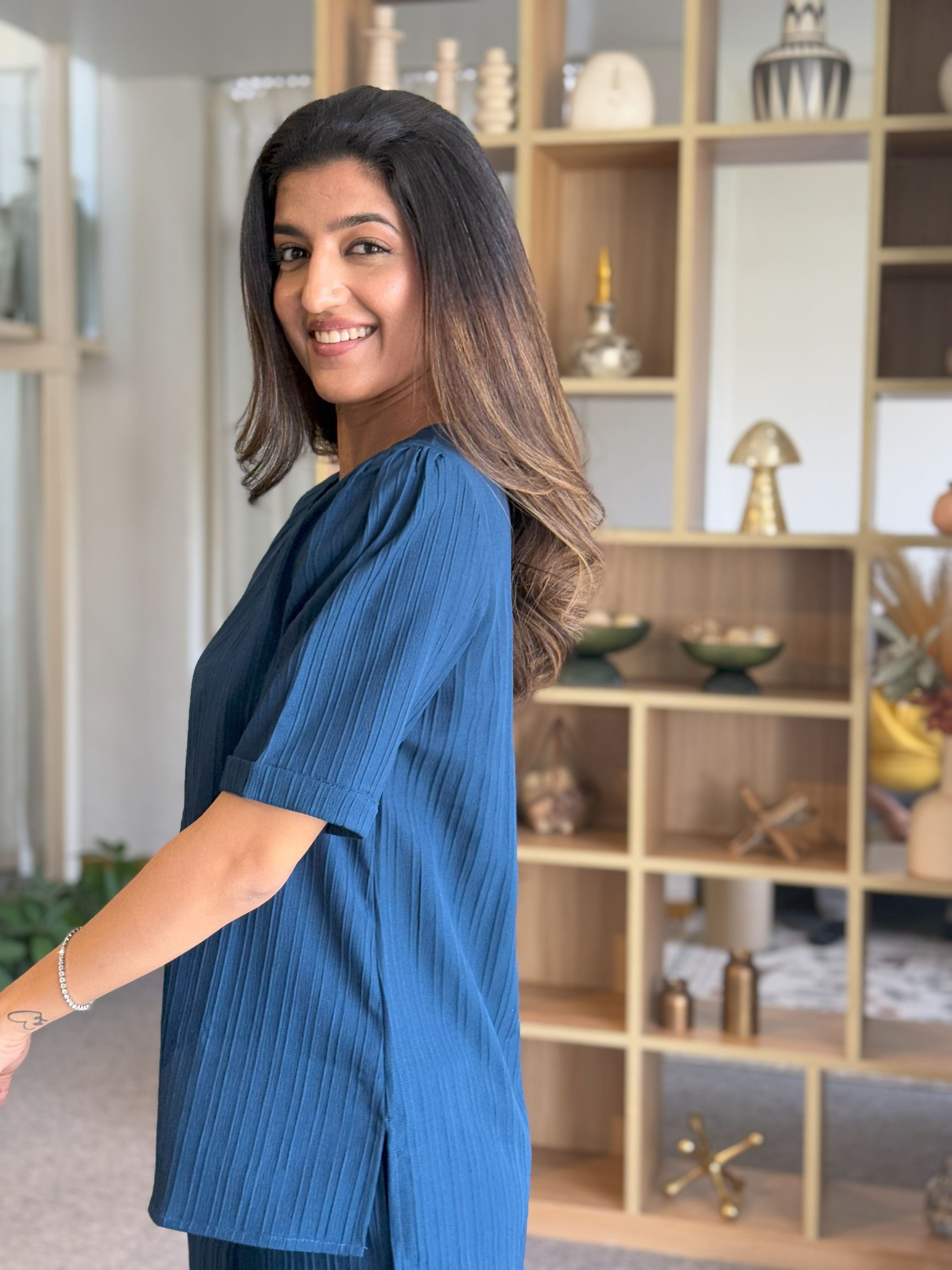 Royal Blue Knitted Tunic Set
