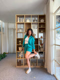 Teal Oversized Cotton Shirt & Shorts Set