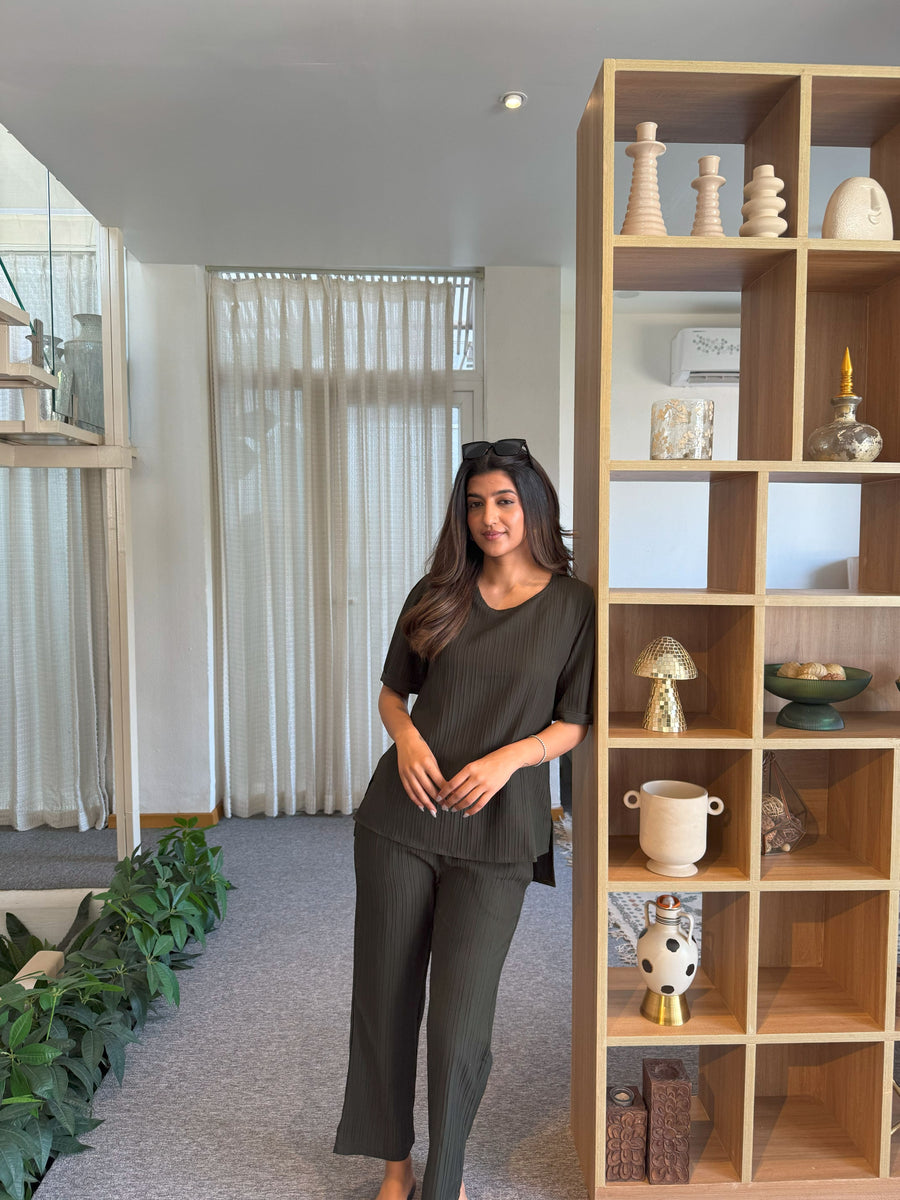 Dark Olive Knitted Tunic Set