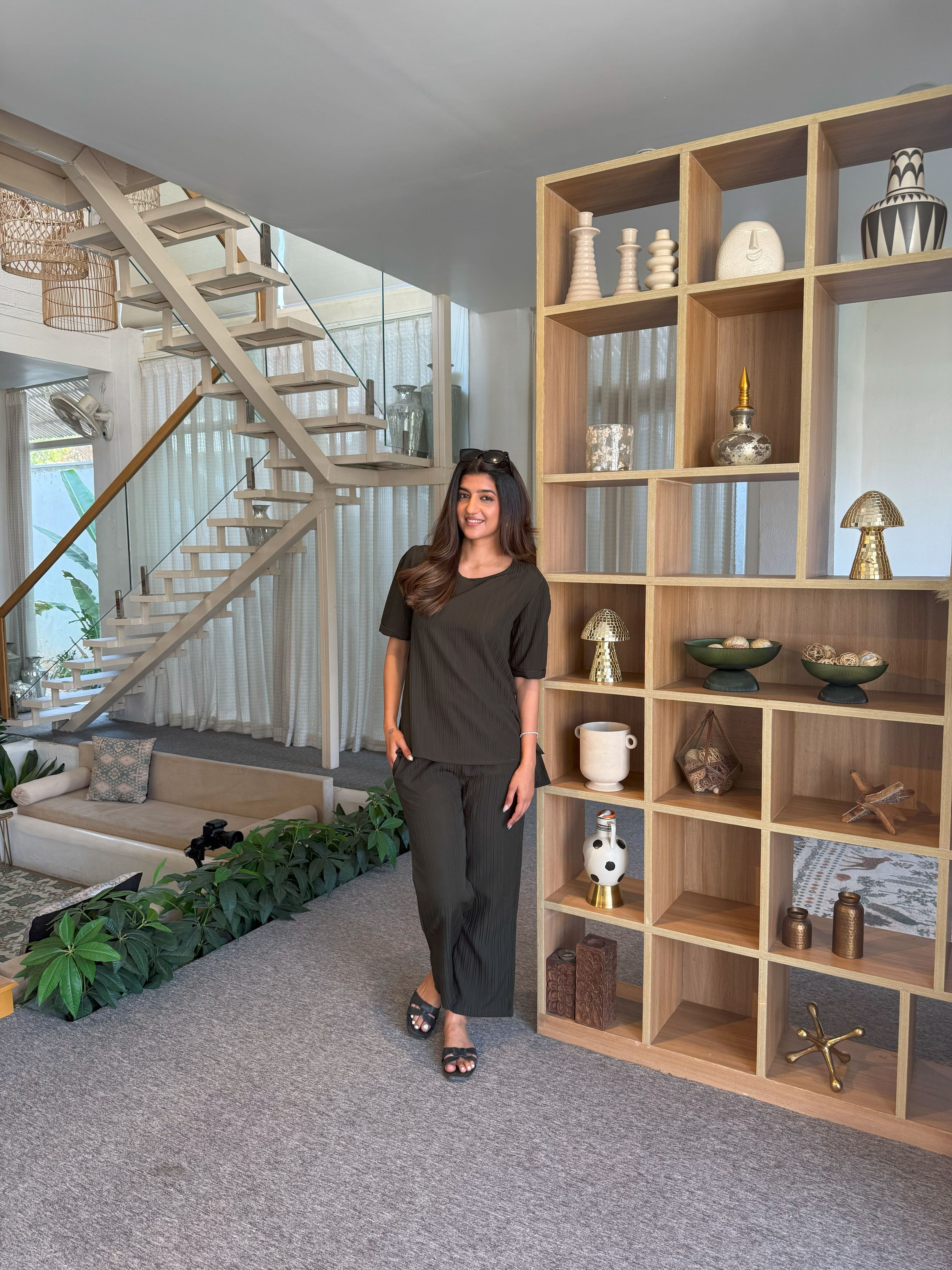 Dark Olive Knitted Tunic Set