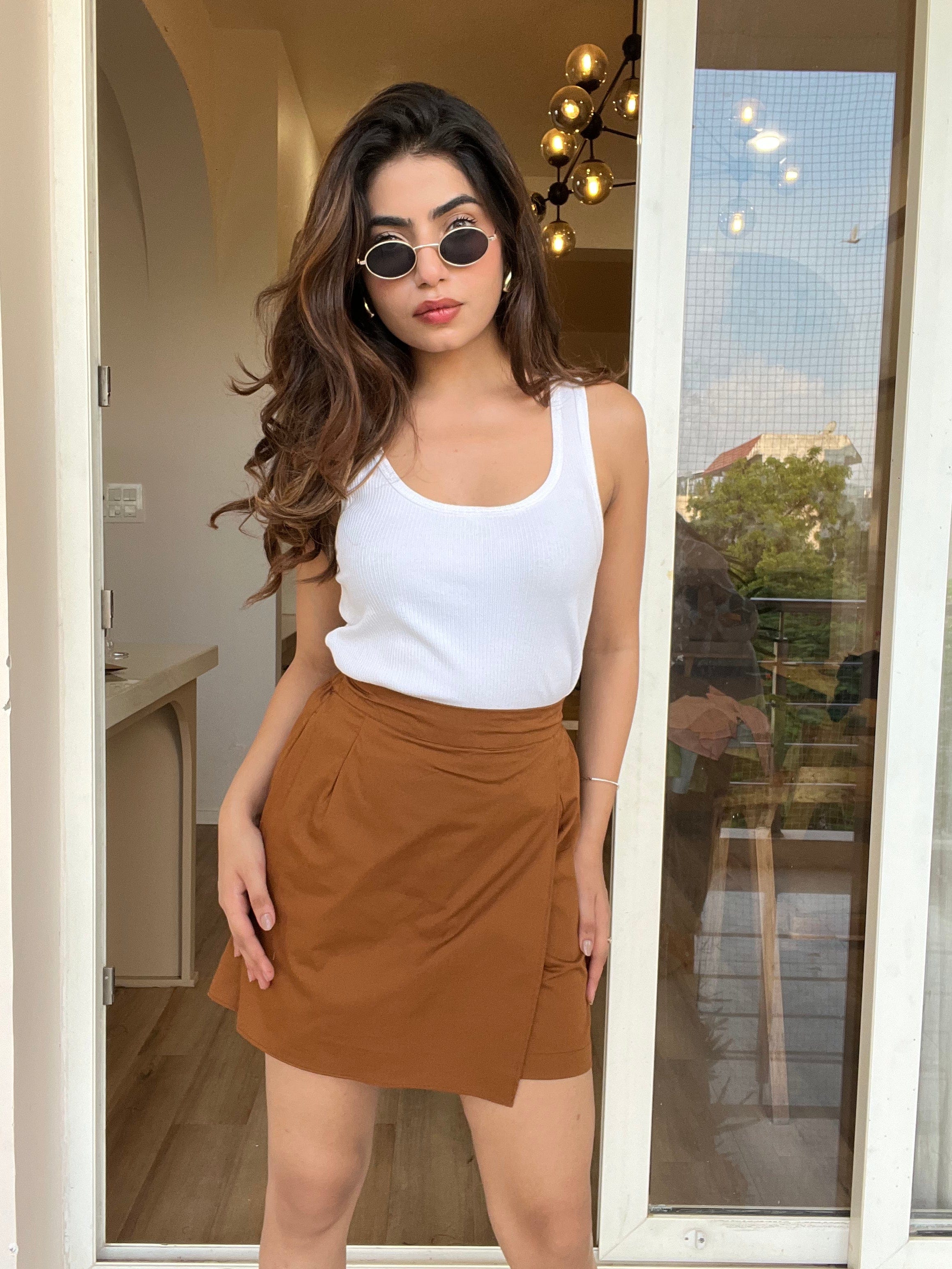 Russet Cotton - Satin Skorts