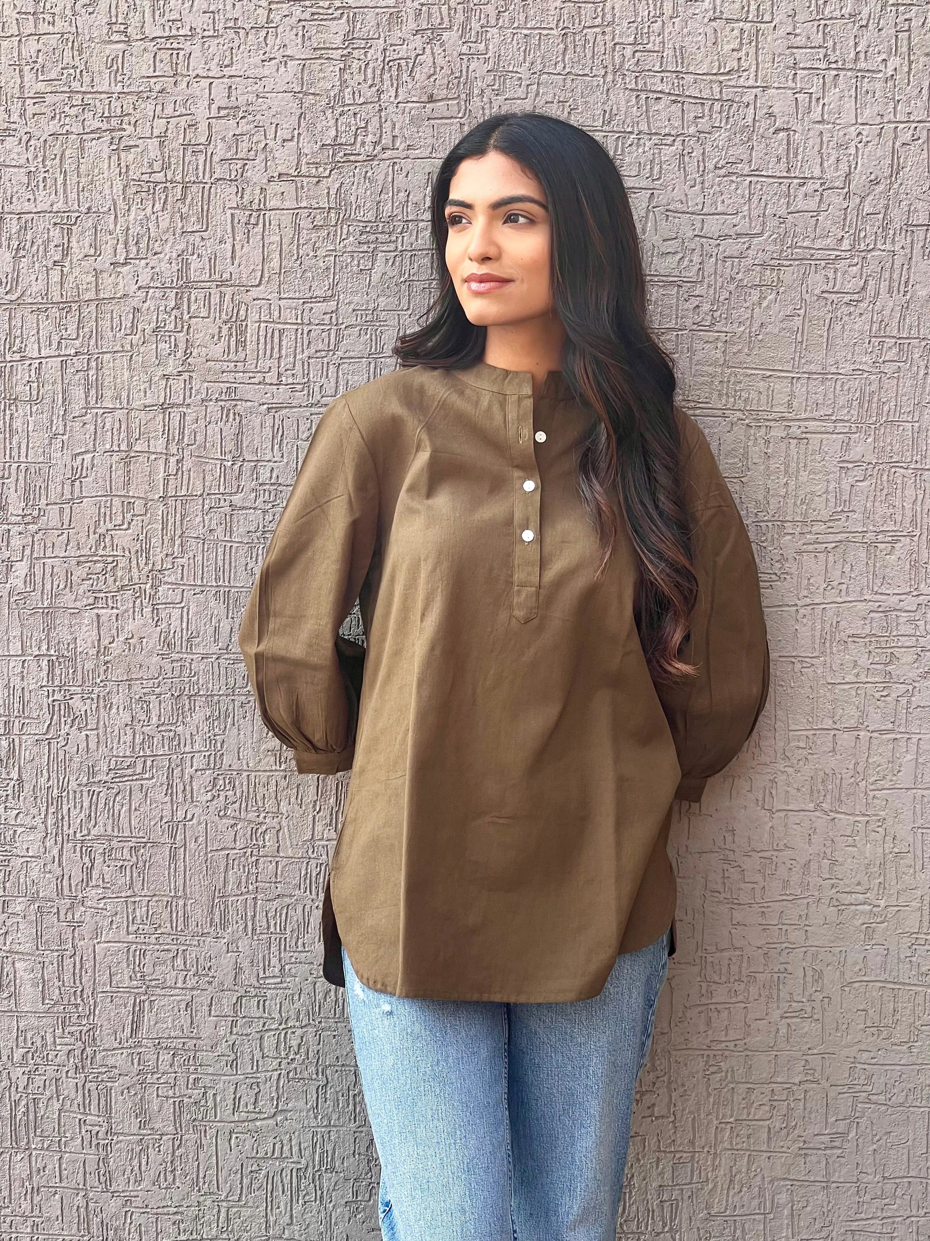 Olive Short Kurta - Sugnaa