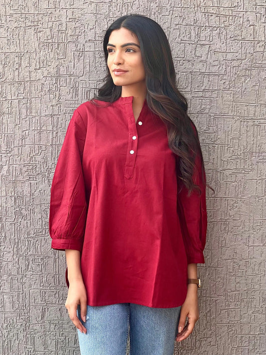 Sangria Red Short Kurta