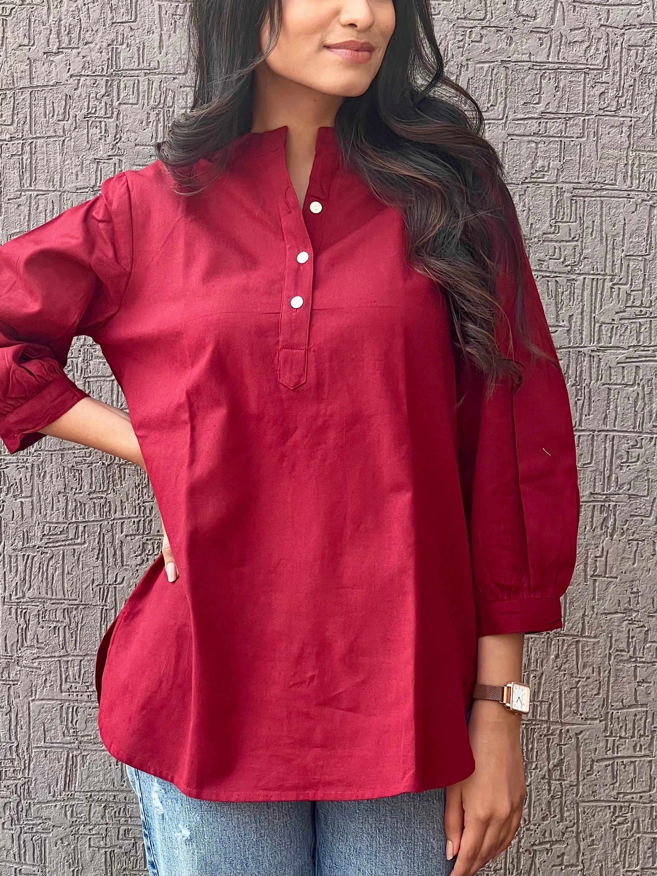 Sangria Red Short Kurta - Sugnaa