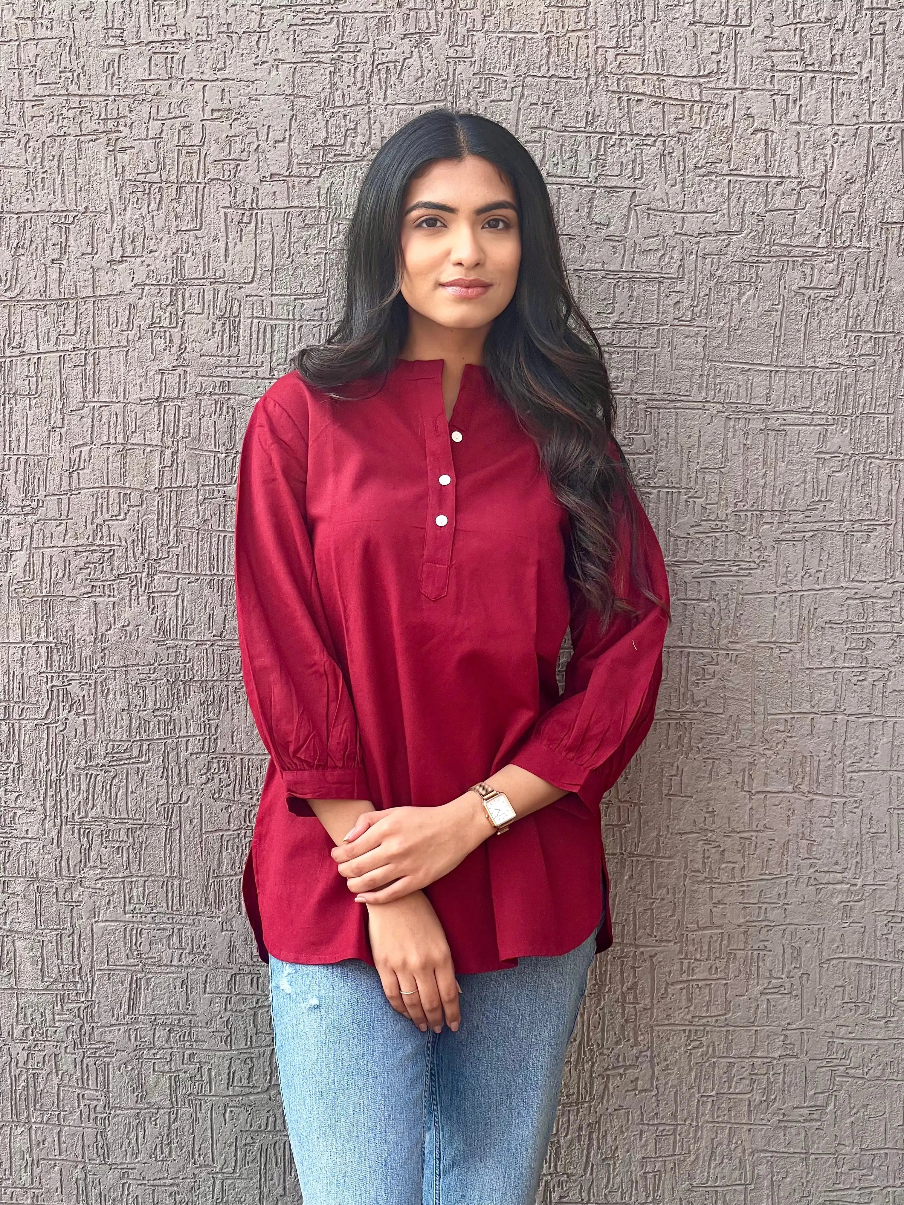 Sangria Red Short Kurta - Sugnaa