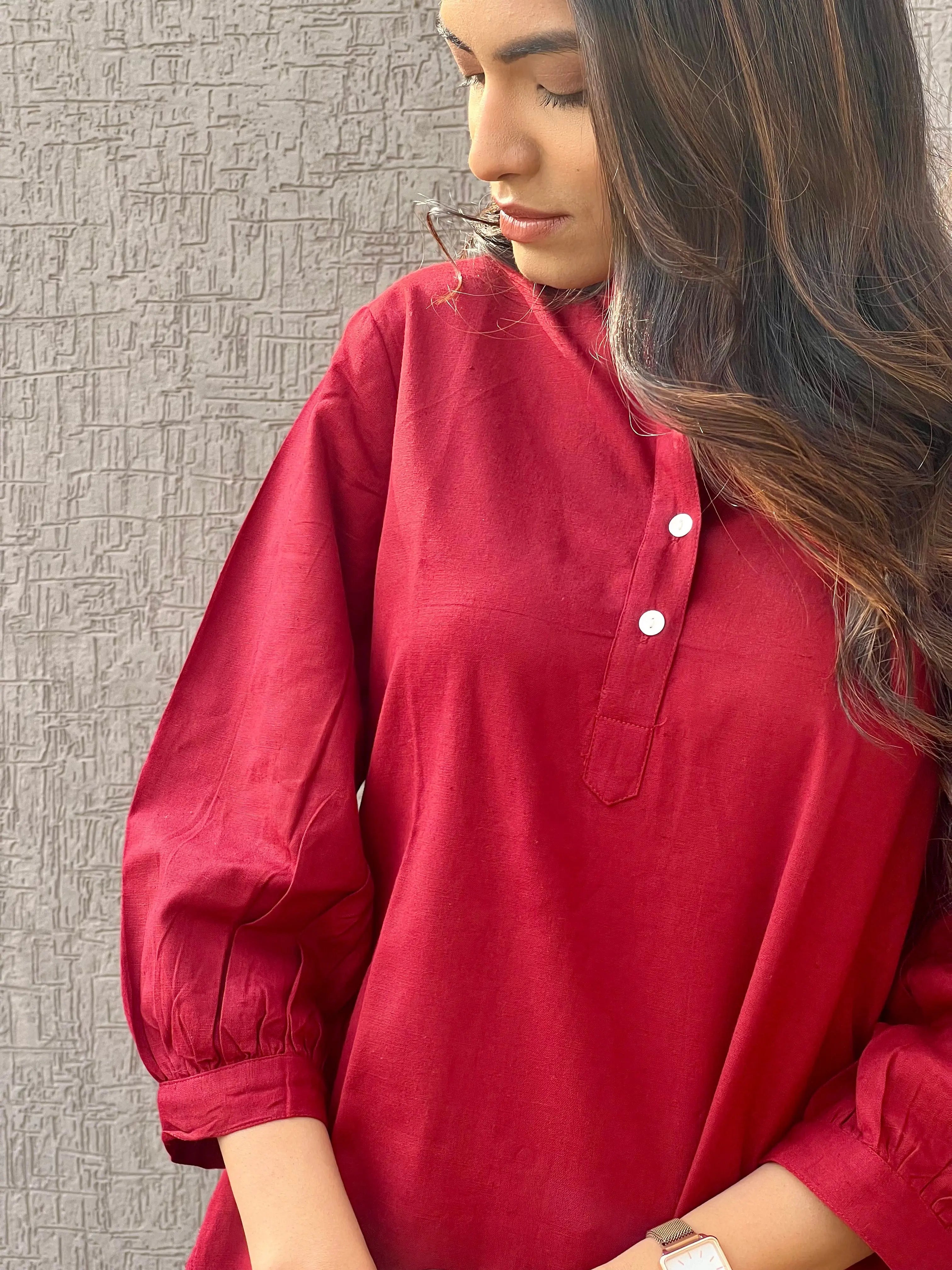 Sangria Red Short Kurta - Sugnaa