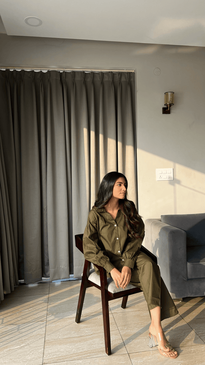 Aravali Co-ord Set - Olive