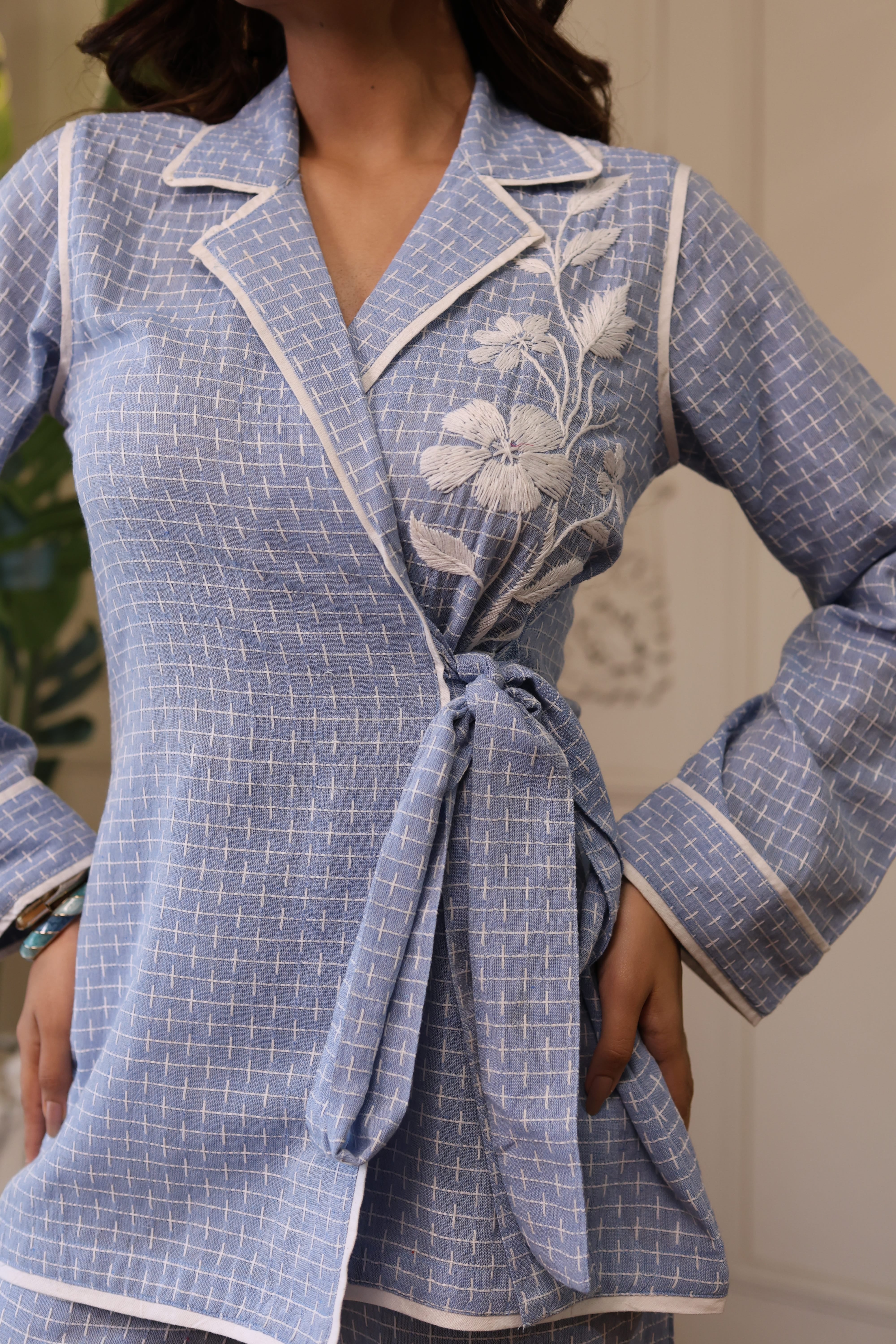 Rhea Embroidered Set - Sky Blue
