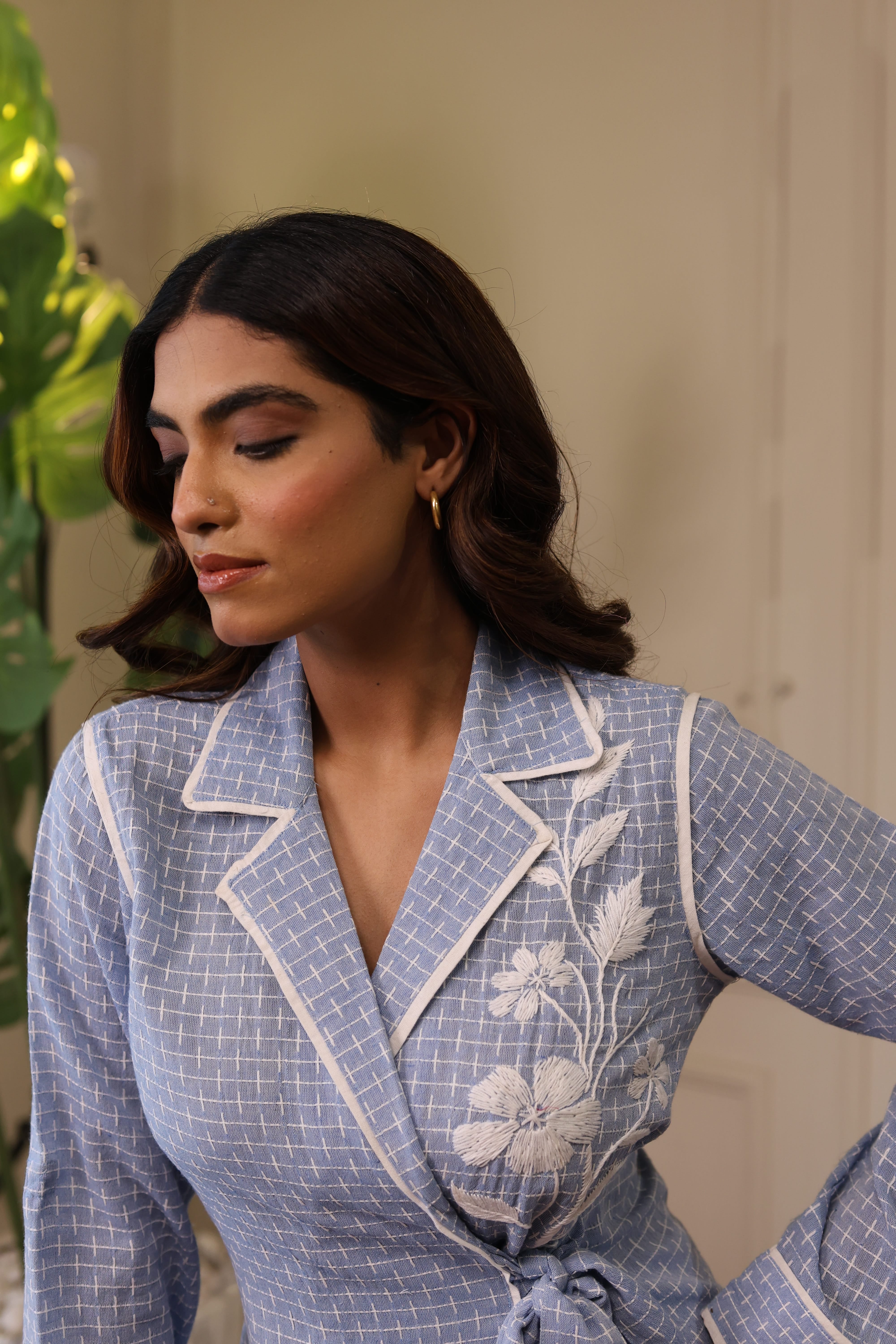 Rhea Embroidered Set - Sky Blue