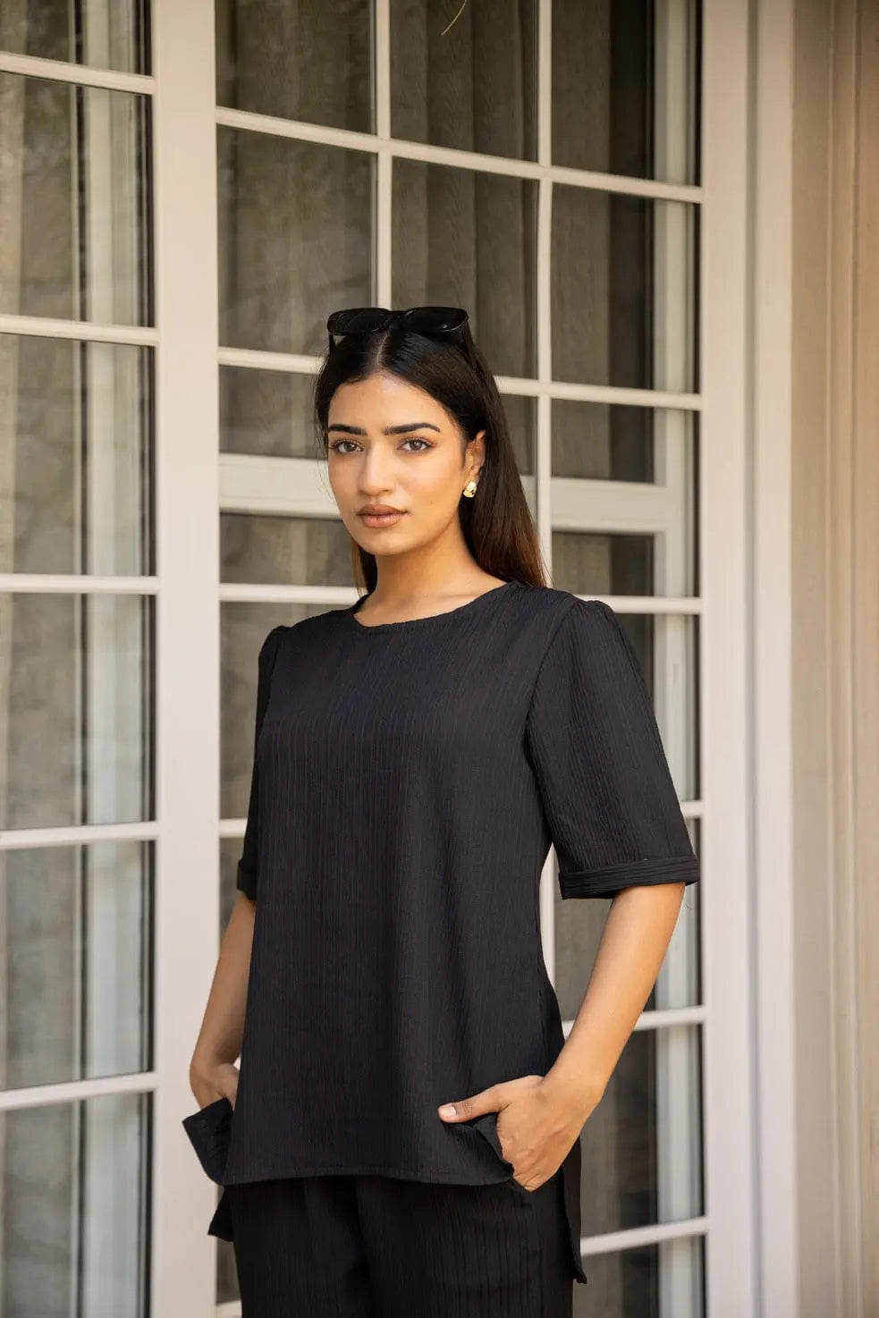 Black Knitted Tunic Set - Black