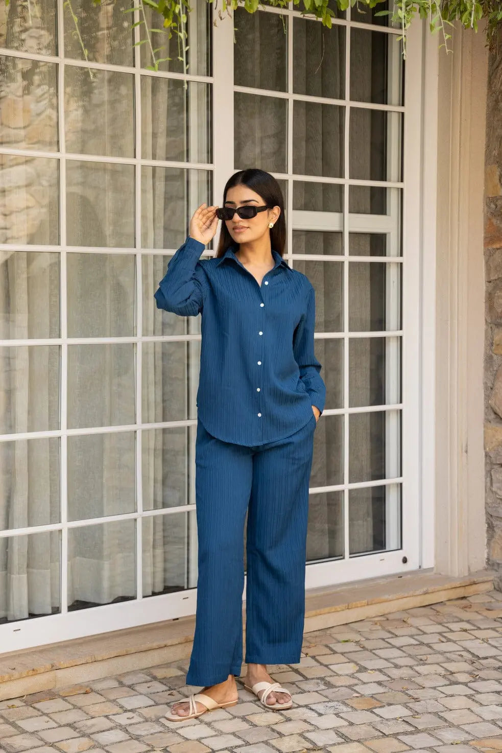 Royal Blue Knitted Shirt & Pants set