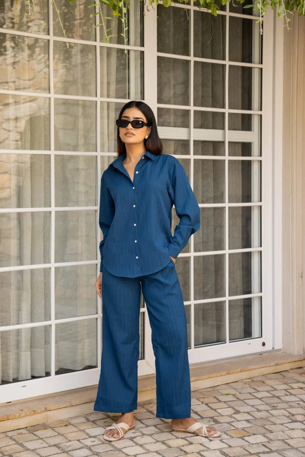 Royal Blue Knitted Shirt & Pants set