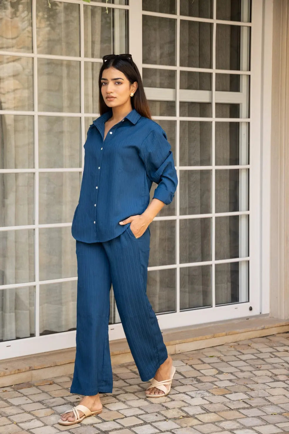 Royal Blue Knitted Shirt & Pants set