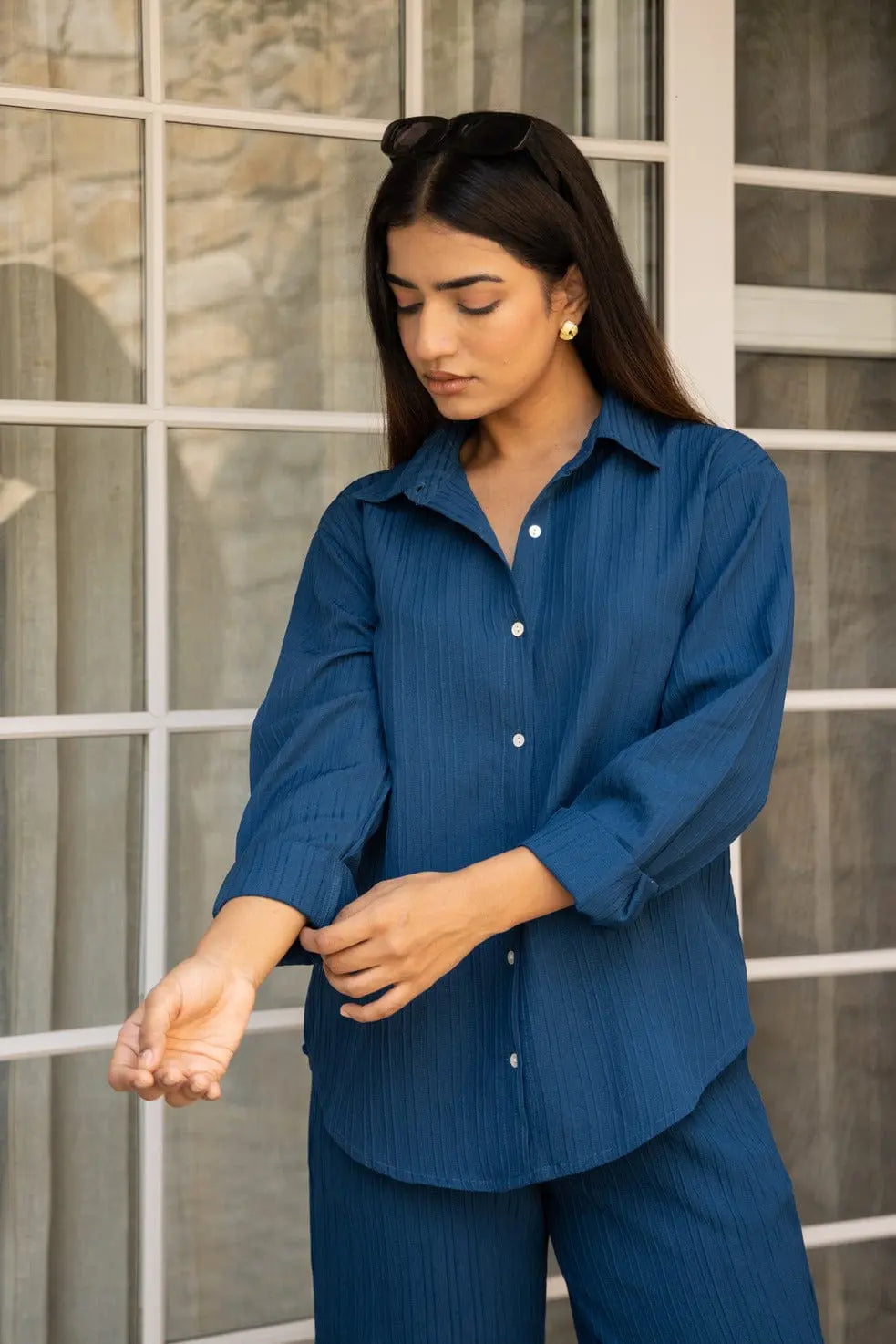 Royal Blue Knitted Shirt & Pants set