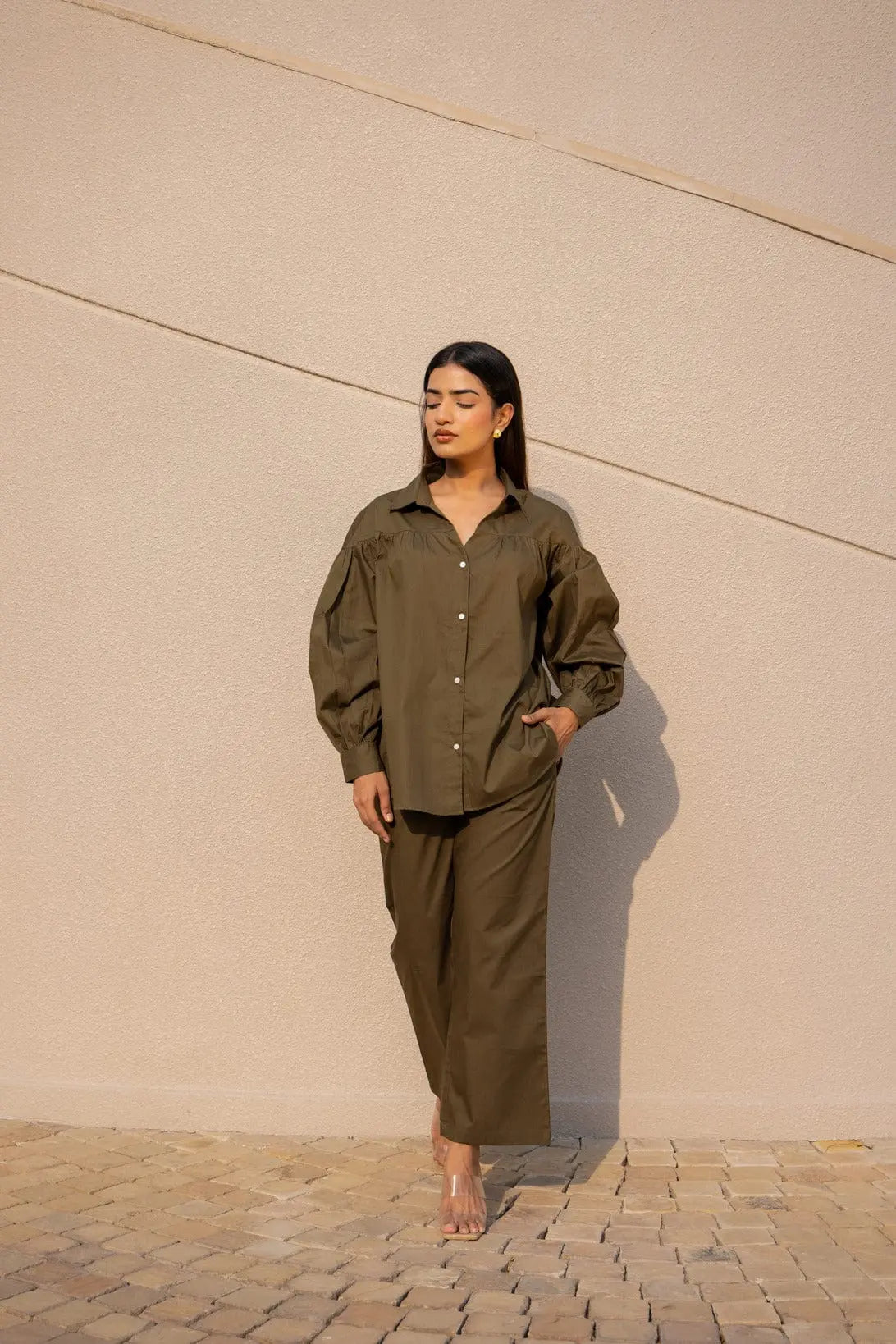 Aravali Co-ord Set - Olive