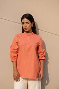 Short Linen Kurta - Peach