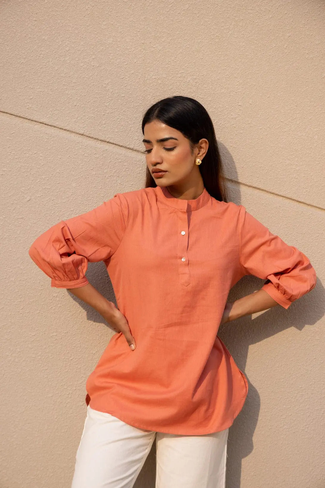 Peach Short Kurta - Sugnaa