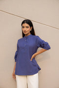 Short Linen Kurta - Royal Blue