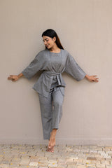Slate Grey 3 Piece Kimono Set with Belt