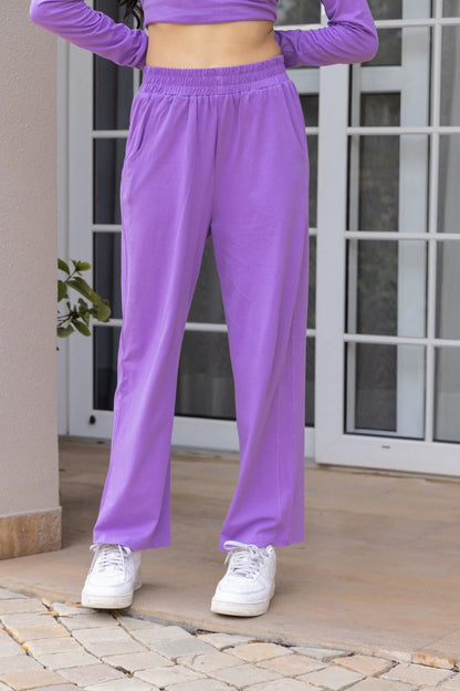 Lavender Full Sleeves T-shirt & Pants set
