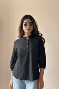 Short Linen Kurta - Black