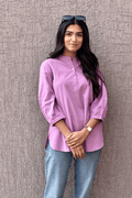 Short Linen Kurta - Lilac