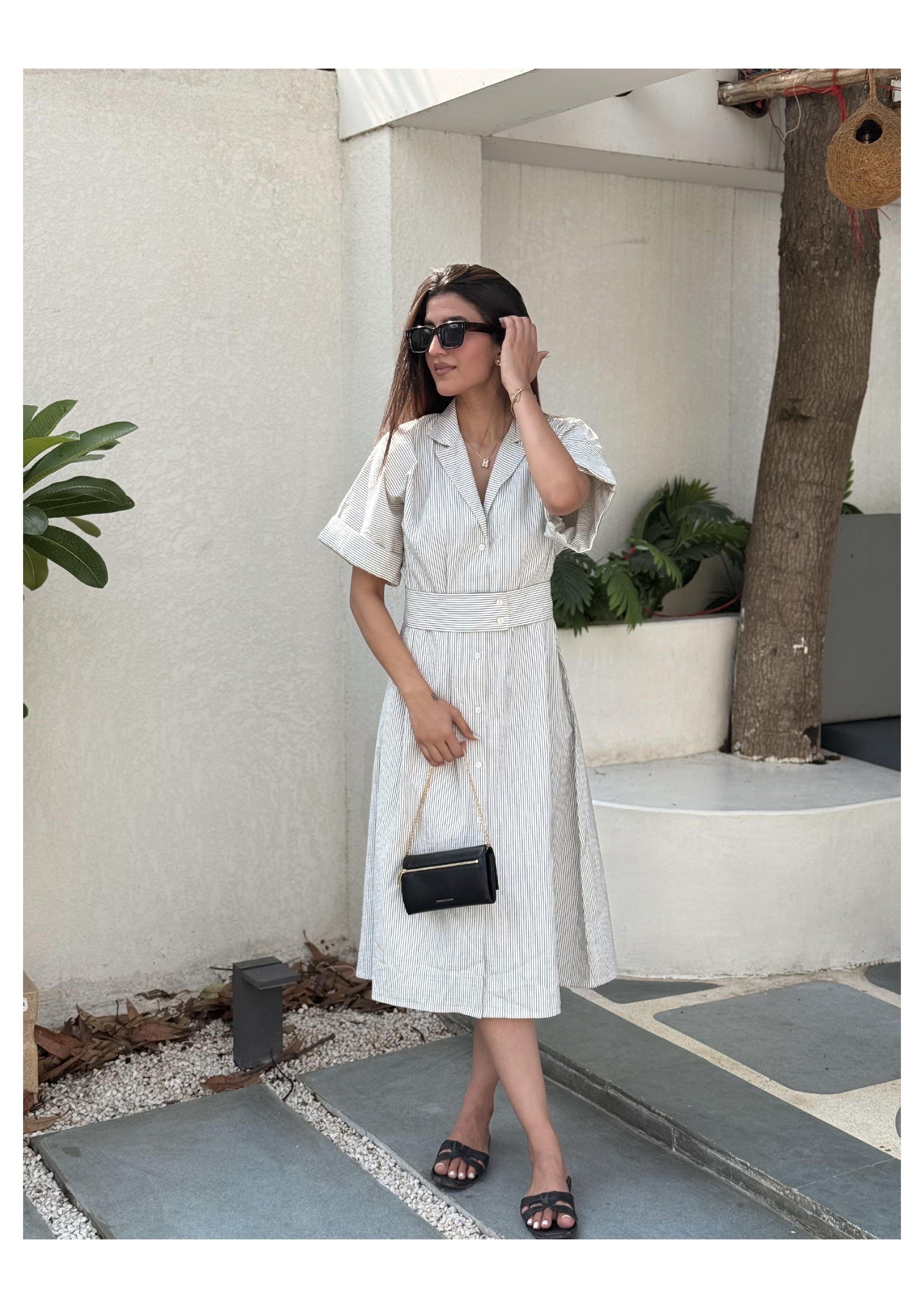 Belted Shirt Maxi Dress