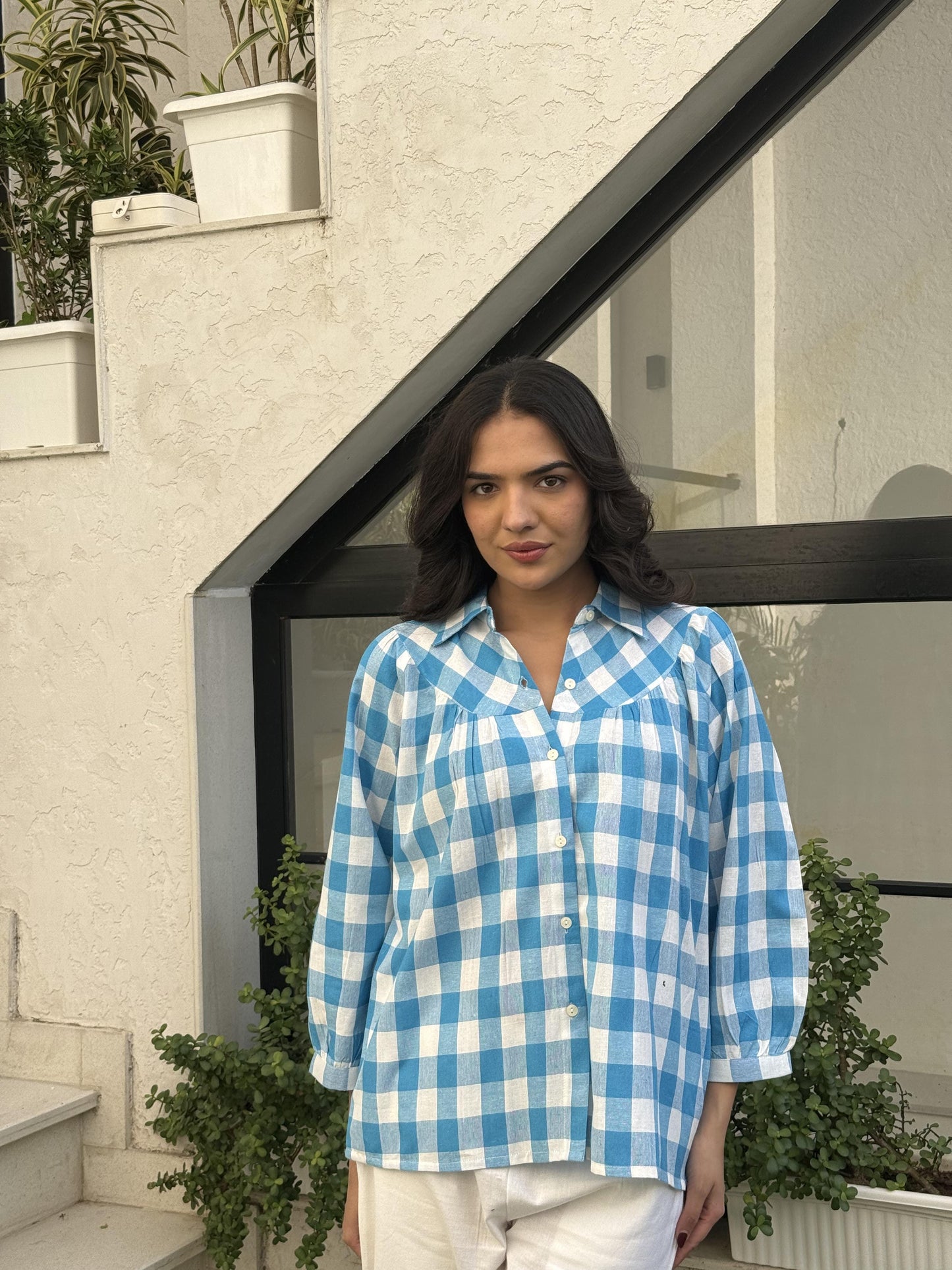 Gingham Check Shirt - Blue