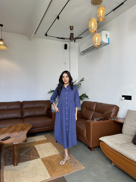 Breezy Shirt Dress - Royal Blue