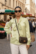 Elle Bow Blouse Top - Mint Green