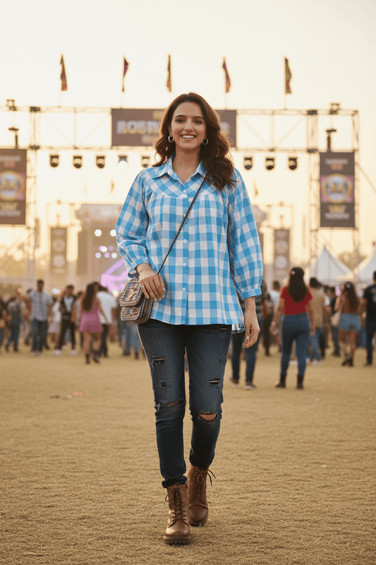 Gingham Check Shirt - Blue