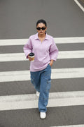Zip-up Tunic Top - Lavender Mist