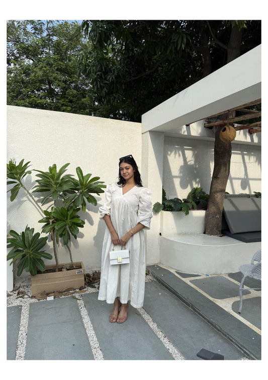 Gathered Maxi Dress - Vanilla