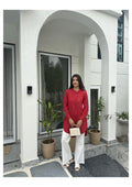 High Low Midi Kurta - Red