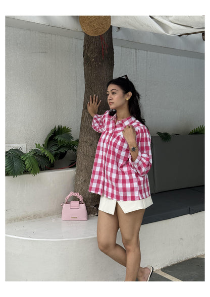 Gingham Check Shirt - Pink
